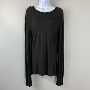 St. John Charcoal Gray Relaxed Soft Long Sleeve Jersey Casual Top Medium